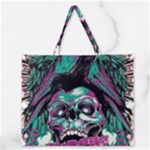 Anarchy Skull And Birds Zipper Large Tote Bag