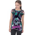 Anarchy Skull And Birds Cap Sleeve High Low Top