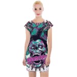 Anarchy Skull And Birds Cap Sleeve Bodycon Dress