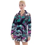 Anarchy Skull And Birds Women s Long Sleeve Casual Dress