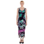 Anarchy Skull And Birds Fitted Maxi Dress