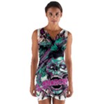Anarchy Skull And Birds Wrap Front Bodycon Dress
