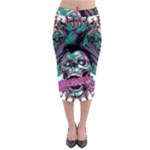 Anarchy Skull And Birds Midi Pencil Skirt