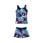 Anarchy Skull And Birds Kids  Boyleg Swimsuit