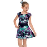 Anarchy Skull And Birds Kids  Cap Sleeve Dress