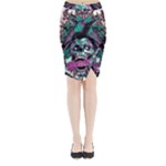 Anarchy Skull And Birds Midi Wrap Pencil Skirt