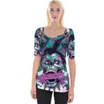 Anarchy Skull And Birds Wide Neckline T-Shirt