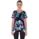 Anarchy Skull And Birds Cut Out Side Drop T-Shirt