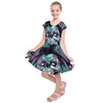 Anarchy Skull And Birds Kids  Short Sleeve Dress