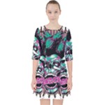 Anarchy Skull And Birds Quarter Sleeve Pocket Dress