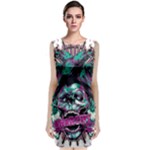 Anarchy Skull And Birds Sleeveless Velvet Midi Dress