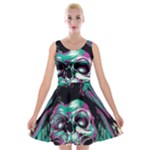 Anarchy Skull And Birds Velvet Skater Dress