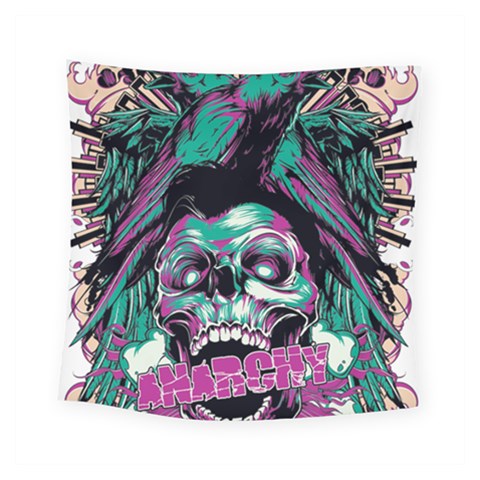 Anarchy Skull And Birds Square Tapestry (Small) from ArtsNow.com