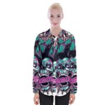 Anarchy Skull And Birds Womens Long Sleeve Shirt