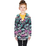 Anarchy Skull And Birds Kids  Double Breasted Button Coat