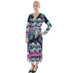 Anarchy Skull And Birds Velvet Maxi Wrap Dress