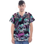 Anarchy Skull And Birds Men s V-Neck Scrub Top