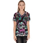 Anarchy Skull And Birds Women s V-Neck Scrub Top