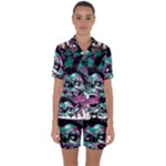 Anarchy Skull And Birds Satin Short Sleeve Pajamas Set