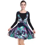 Anarchy Skull And Birds Plunge Pinafore Dress