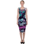 Anarchy Skull And Birds Sleeveless Pencil Dress