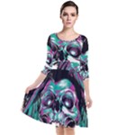 Anarchy Skull And Birds Quarter Sleeve Waist Band Dress