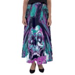 Anarchy Skull And Birds Flared Maxi Skirt