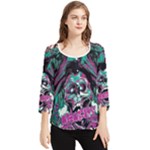 Anarchy Skull And Birds Chiffon Quarter Sleeve Blouse