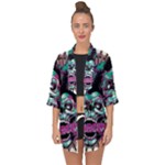 Anarchy Skull And Birds Open Front Chiffon Kimono