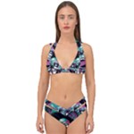Anarchy Skull And Birds Double Strap Halter Bikini Set