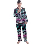Anarchy Skull And Birds Men s Long Sleeve Satin Pajamas Set