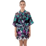 Anarchy Skull And Birds Half Sleeve Satin Kimono 