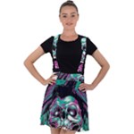 Anarchy Skull And Birds Velvet Suspender Skater Skirt