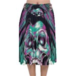 Anarchy Skull And Birds Velvet Flared Midi Skirt