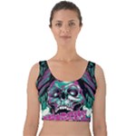 Anarchy Skull And Birds Velvet Crop Top