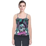 Anarchy Skull And Birds Velvet Spaghetti Strap Top