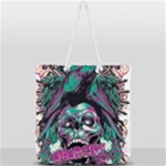 Anarchy Skull And Birds Full Print Rope Handle Tote (Large)