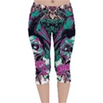 Anarchy Skull And Birds Velvet Capri Leggings 