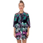 Anarchy Skull And Birds Half Sleeve Chiffon Kimono