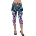 Anarchy Skull And Birds Lightweight Velour Capri Leggings 