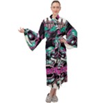 Anarchy Skull And Birds Maxi Velvet Kimono
