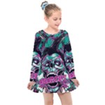 Anarchy Skull And Birds Kids  Long Sleeve Dress