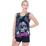 Anarchy Skull And Birds Bubble Hem Chiffon Tank Top