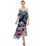 Anarchy Skull And Birds Maxi Chiffon Cover Up Dress