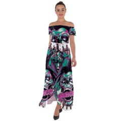 Off Shoulder Open Front Chiffon Dress 