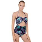 Anarchy Skull And Birds Scallop Top Cut Out Swimsuit