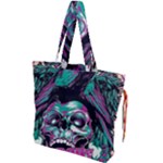 Anarchy Skull And Birds Drawstring Tote Bag