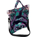 Anarchy Skull And Birds Fold Over Handle Tote Bag