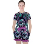 Anarchy Skull And Birds Women s T-Shirt and Shorts Set