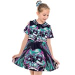 Anarchy Skull And Birds Kids  Short Sleeve Shirt Dress